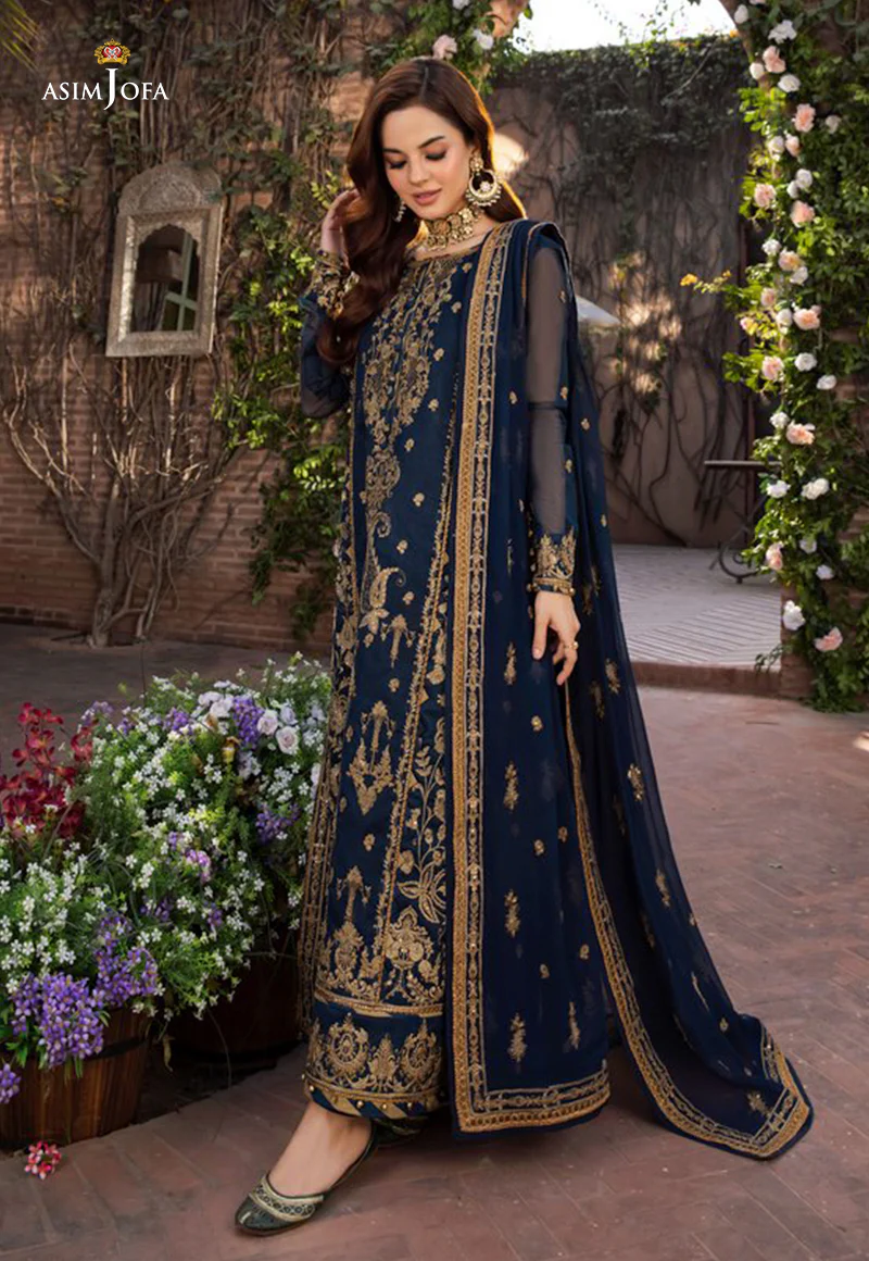 AJM-09 EMBROIDERED COTTON NET ORGANZA 3 PCS - Image 5