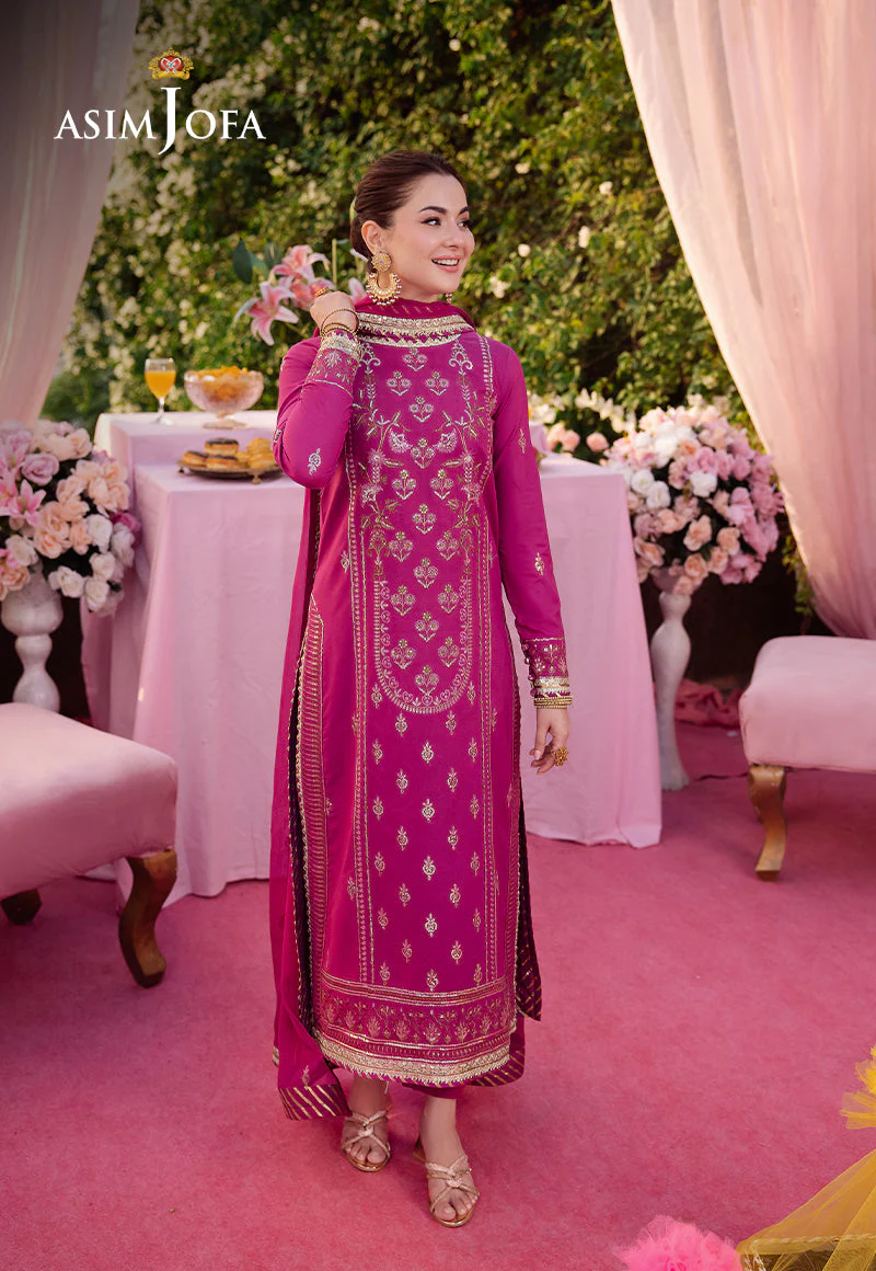 AJMJD-21 EMBROIDERED LAWN SILK STITCHED 3 PCS - Image 9