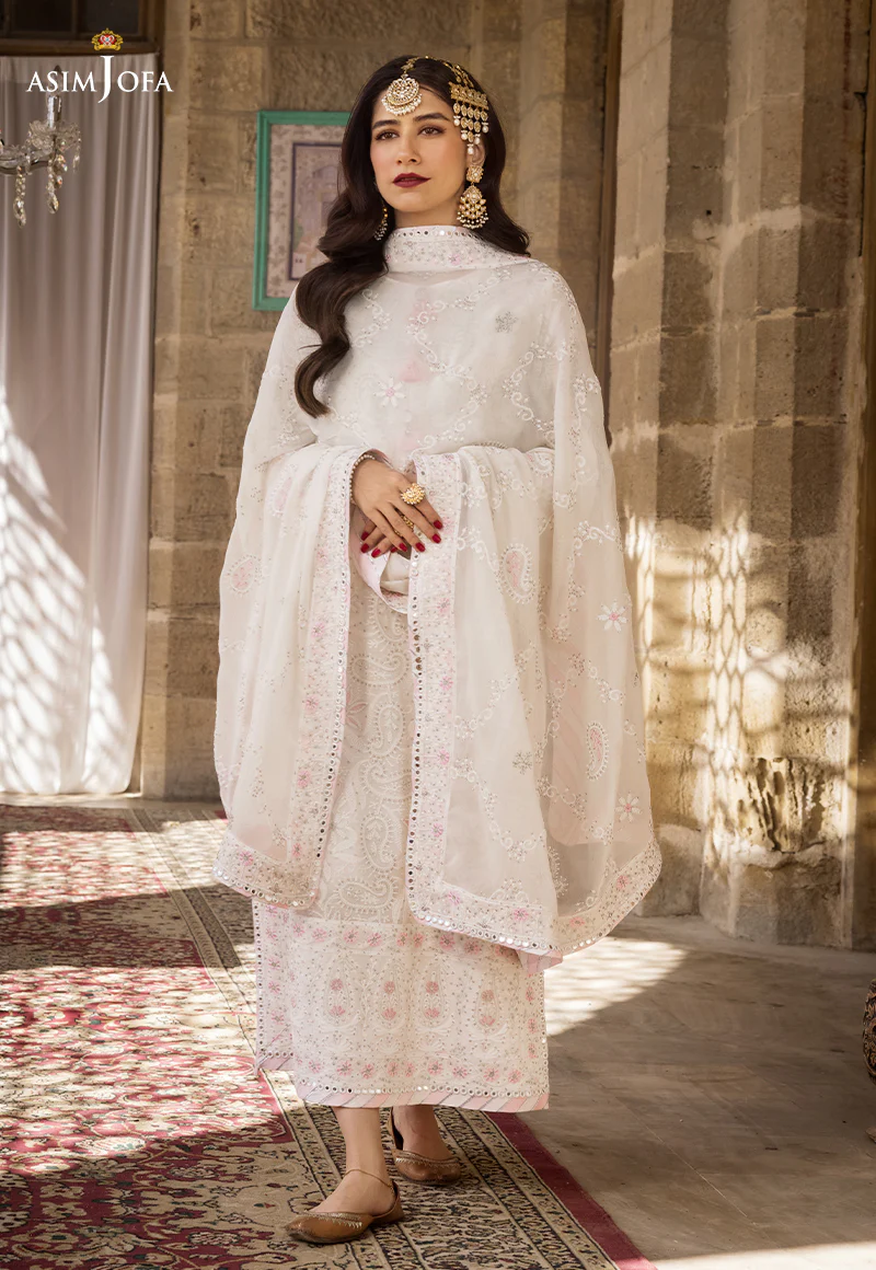 AJMQ-02 EMBROIDERED CHANDERI COTTON 3 PCS - Image 13