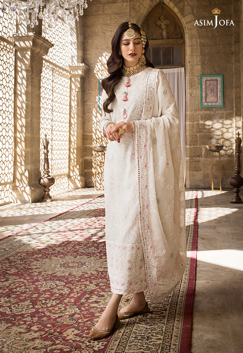 AJMQ-02 EMBROIDERED CHANDERI COTTON 3 PCS - Image 2