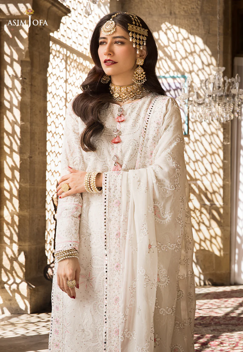 AJMQ-02 EMBROIDERED CHANDERI COTTON 3 PCS - Image 4