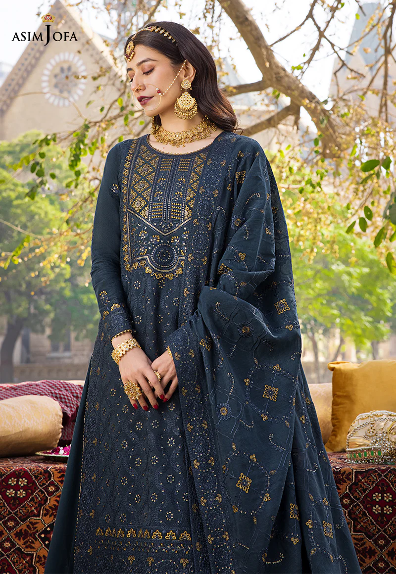 AJMQ-10 EMBROIDERED CHANDERI COTTON 3 PCS - Image 10