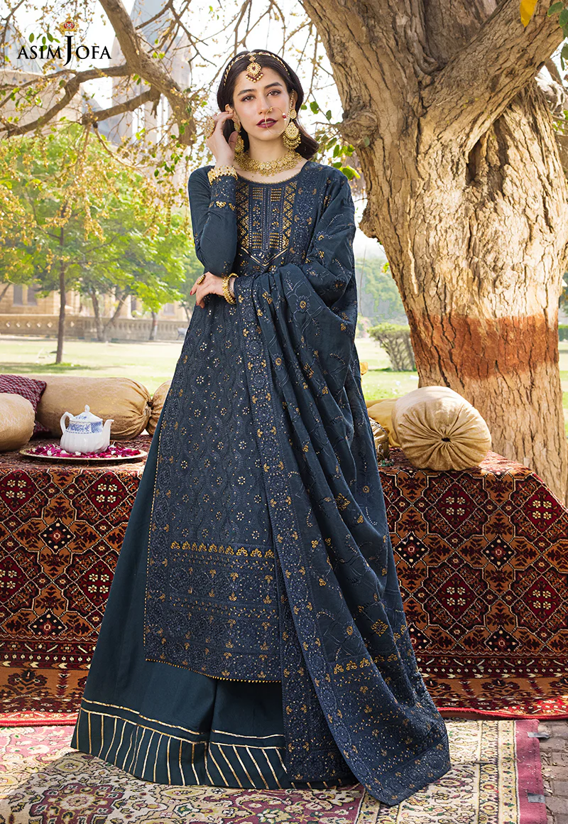 AJMQ-10 EMBROIDERED CHANDERI COTTON 3 PCS - Image 11