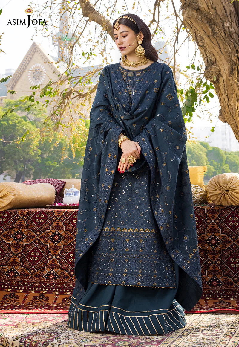 AJMQ-10 EMBROIDERED CHANDERI COTTON 3 PCS - Image 13