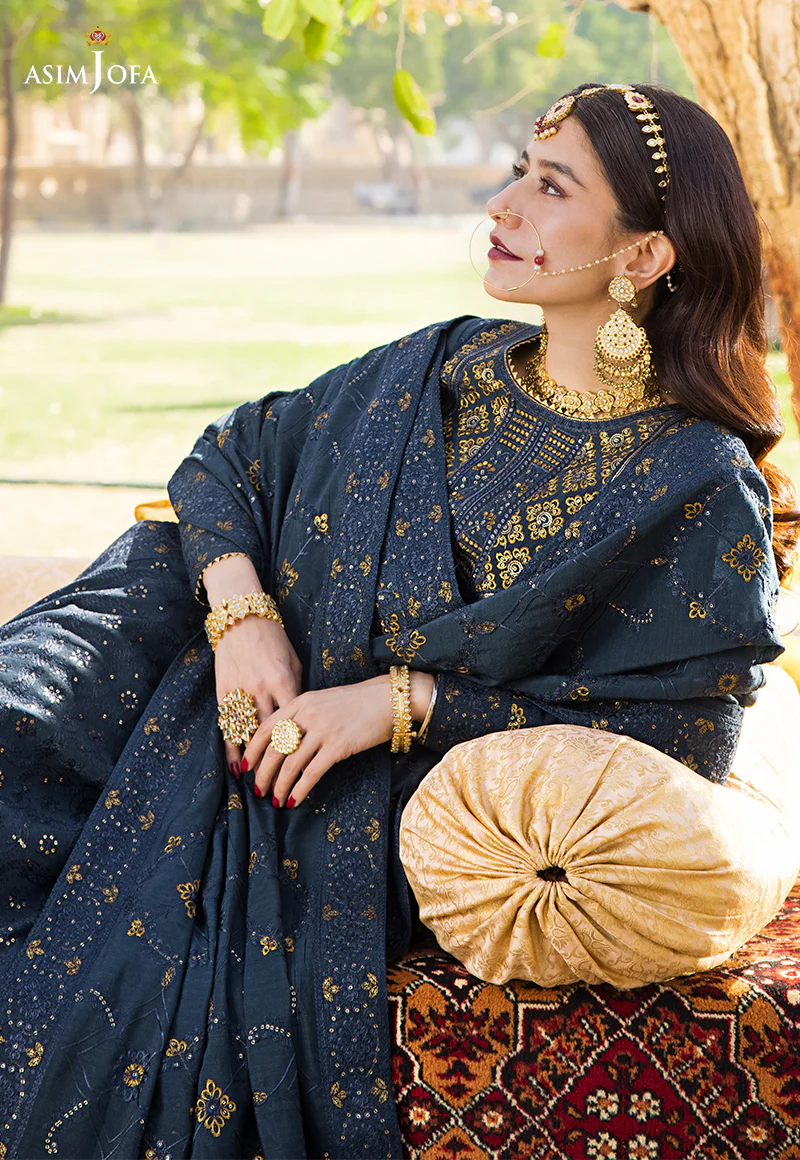 AJMQ-10 EMBROIDERED CHANDERI COTTON 3 PCS - Image 6