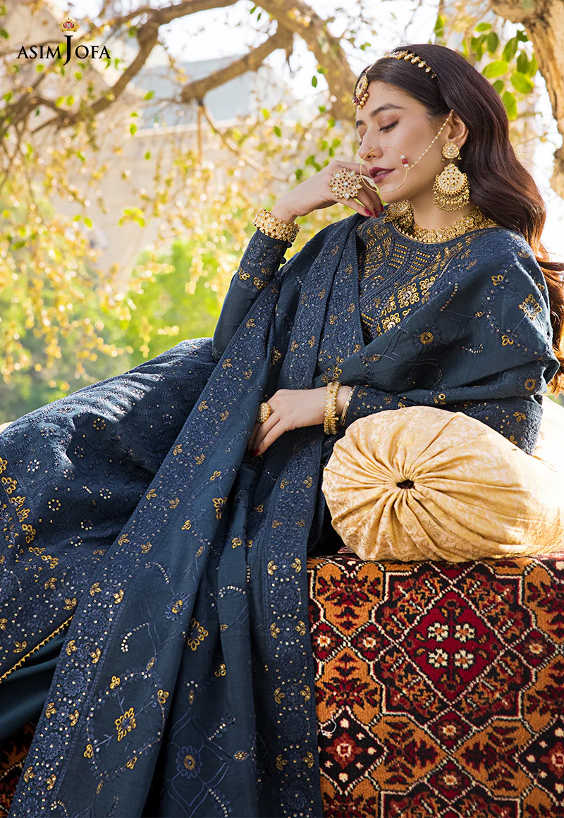 AJMQ-10 EMBROIDERED CHANDERI COTTON 3 PCS - Image 8