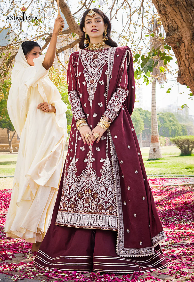 AJMQ-12 EMBROIDERED CHANDERI COTTON 3 PCS