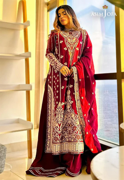 AJMQ-12 EMBROIDERED CHANDERI COTTON 3 PCS - Image 16