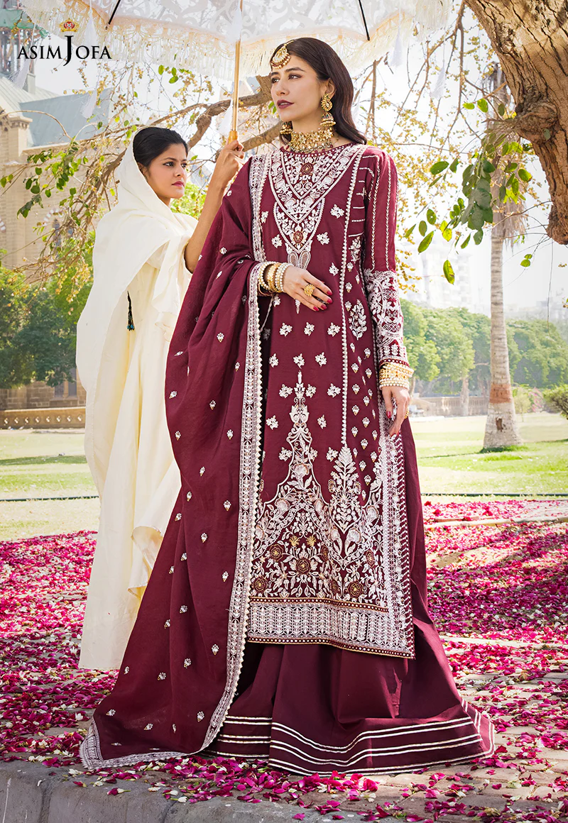 AJMQ-12 EMBROIDERED CHANDERI COTTON 3 PCS - Image 4
