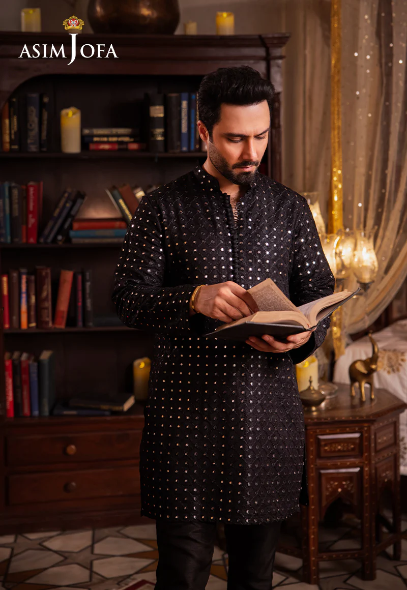 AJMS-16 EMBROIDERED INDIAN RAW SILK 3 PCS - Image 3