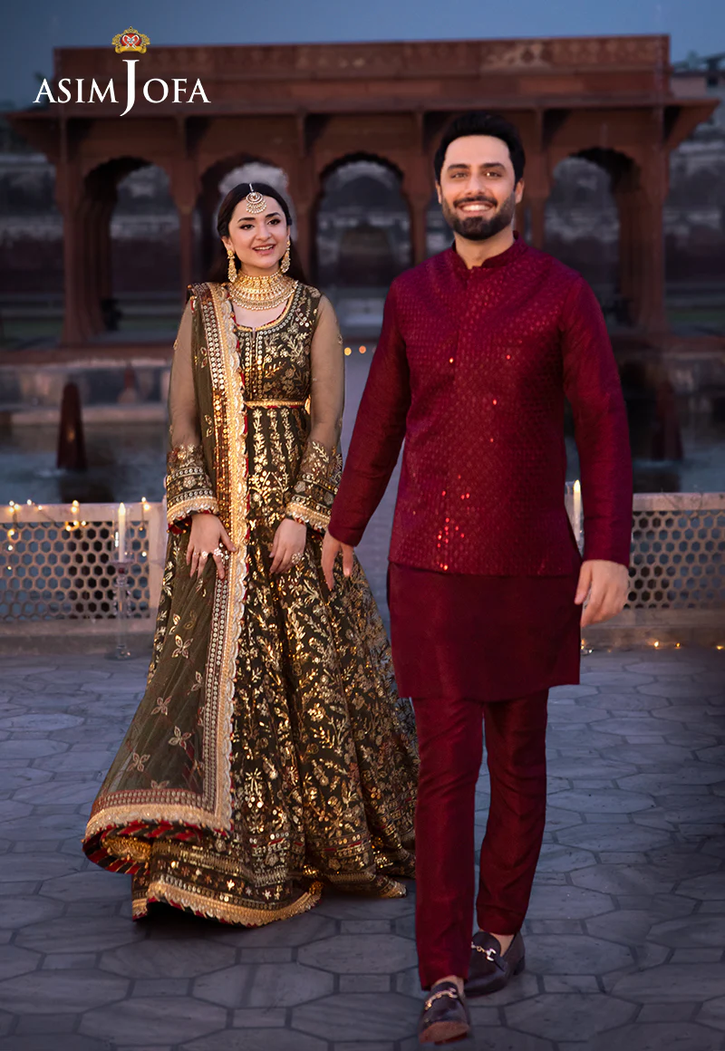 AJMS-18 EMBROIDERED INDIAN RAW SILK 3 PCS - Image 5