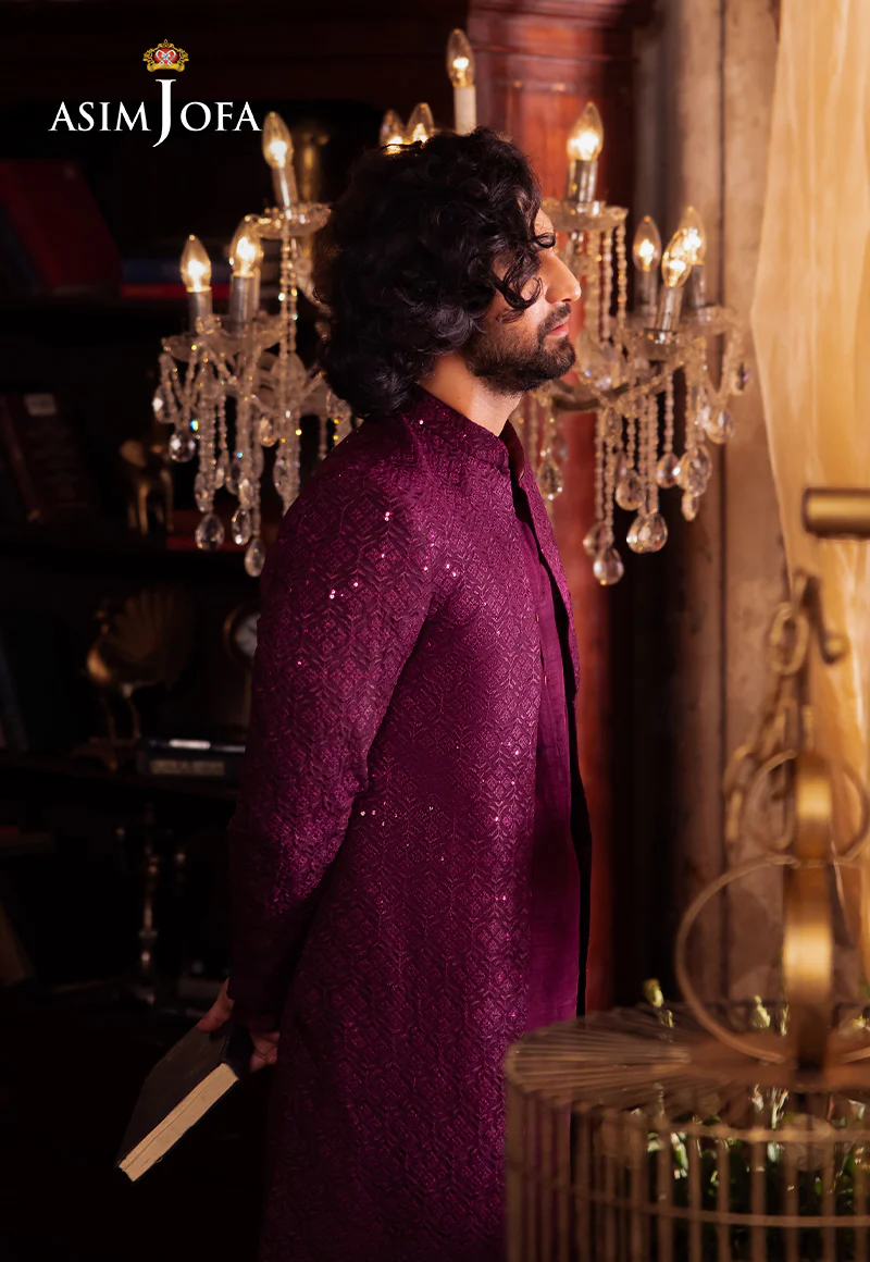 AJMS-19 EMBROIDERED INDIAN RAW SILK 3 PCS - Image 3