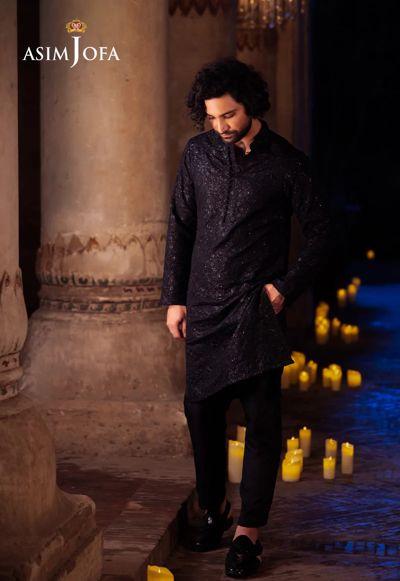 AJMS-20 EMBROIDERED INDIAN RAW SILK 3 PCS - Image 3