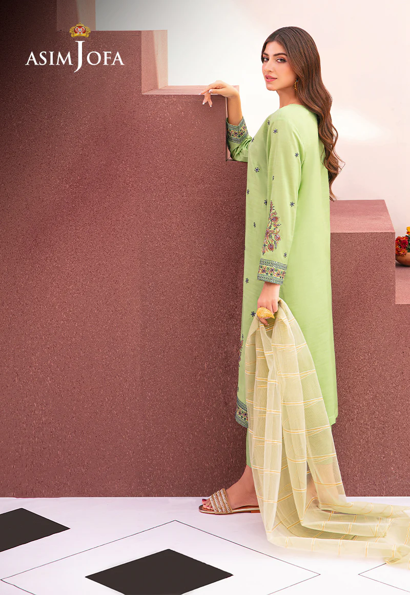 AJOD-22 EMBROIDERED INDIAN RAW SILK 3 PCS - Image 2