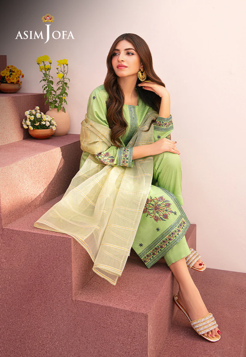 AJOD-22 EMBROIDERED INDIAN RAW SILK 3 PCS - Image 8