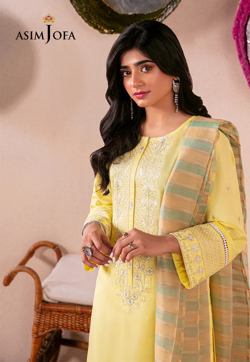 AJOD-23 EMBROIDERED INDIAN RAW SILK 3 PCS - Image 4
