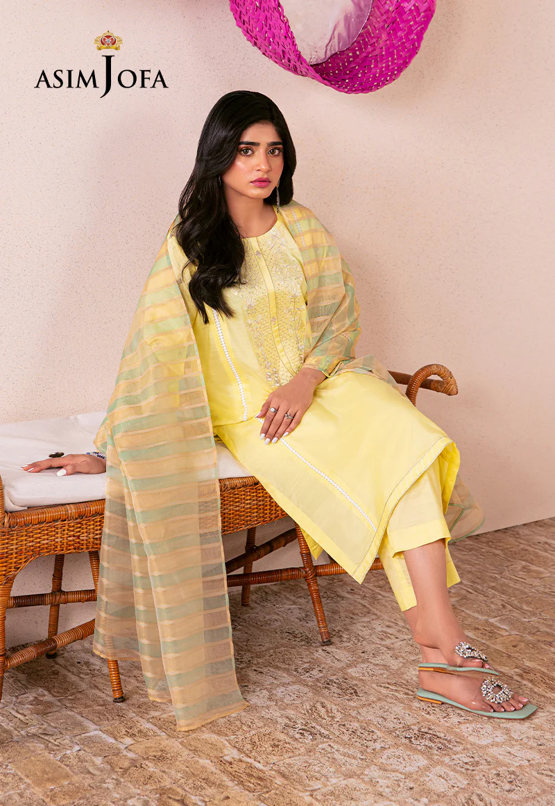 AJOD-23 EMBROIDERED INDIAN RAW SILK 3 PCS - Image 6