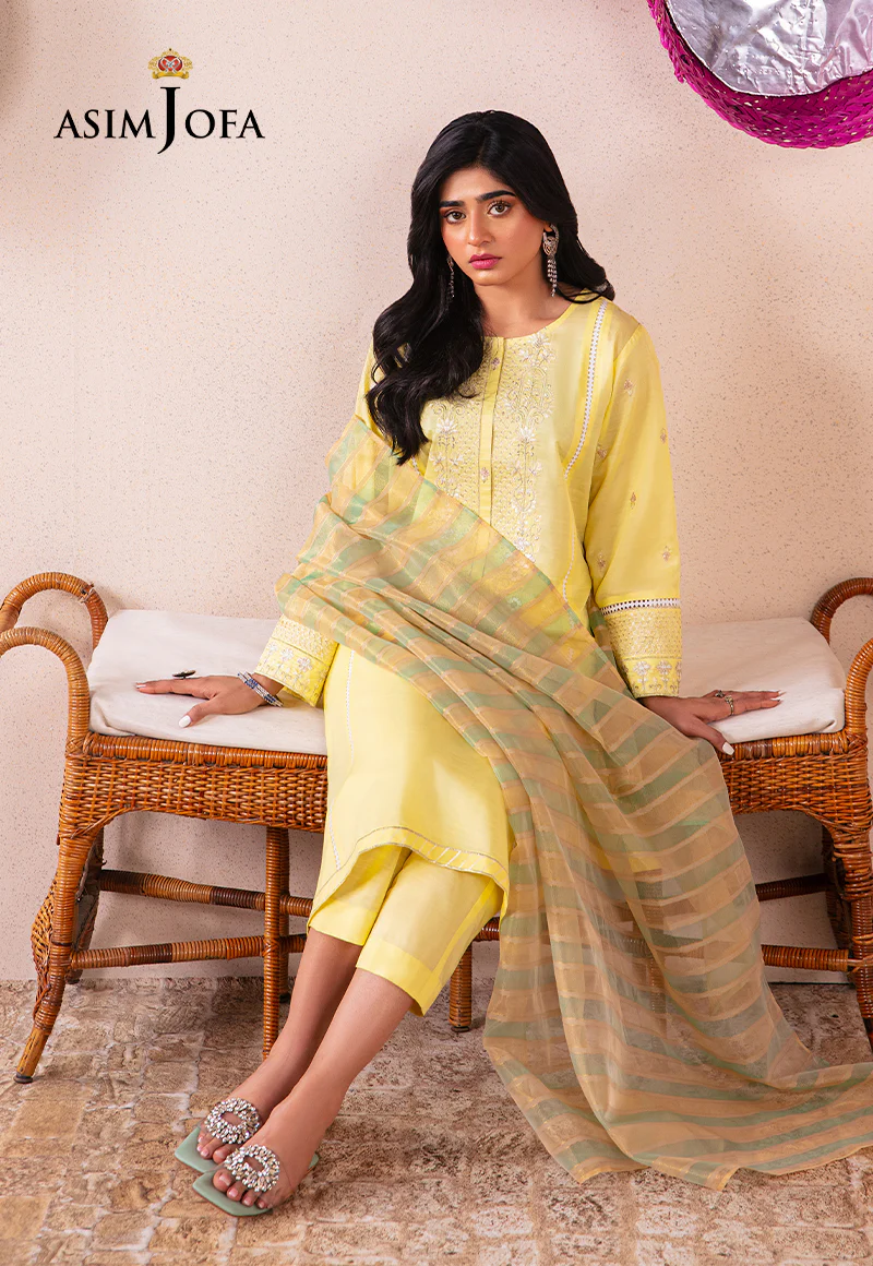 AJOD-23 EMBROIDERED INDIAN RAW SILK 3 PCS - Image 8
