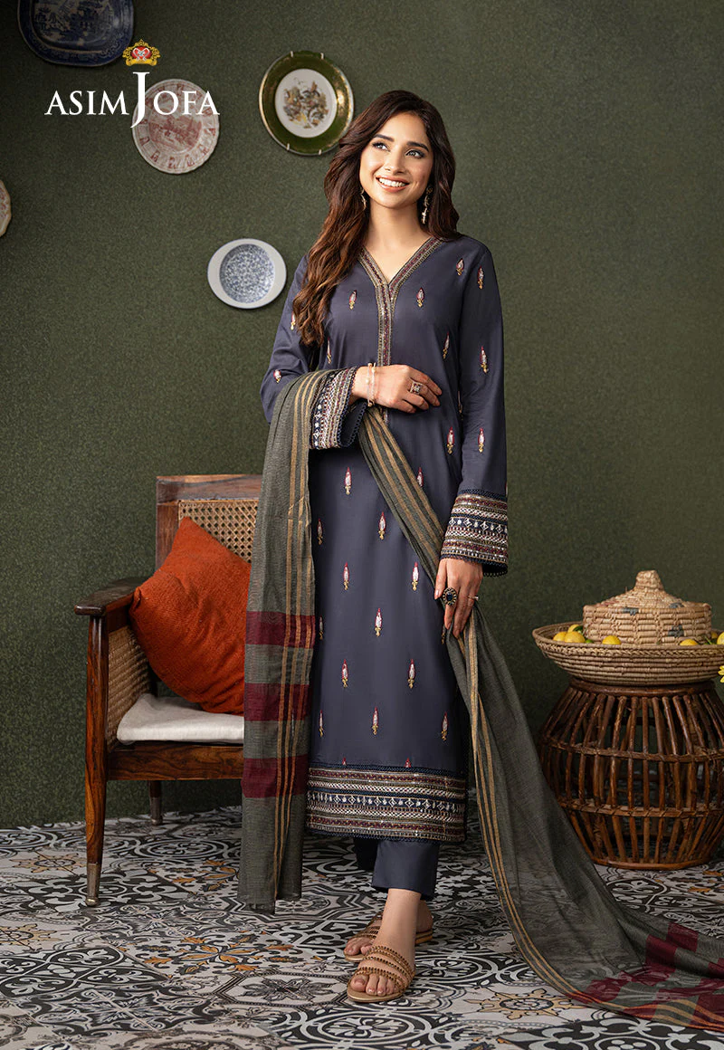 AJODD-32 EMBROIDERED CAMBRIC STITCHED 3 PCS - Image 3