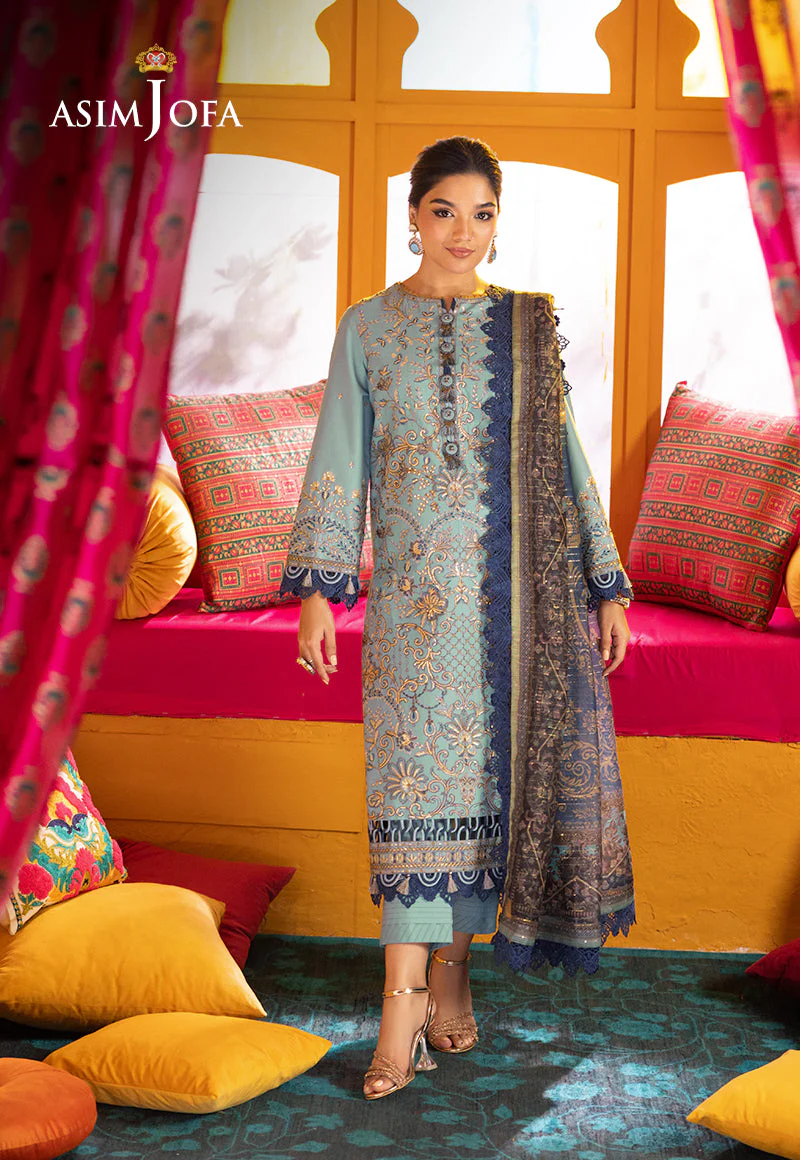 AJRAD-12 EMBROIDERED LAWN STITCHED 3 PCS