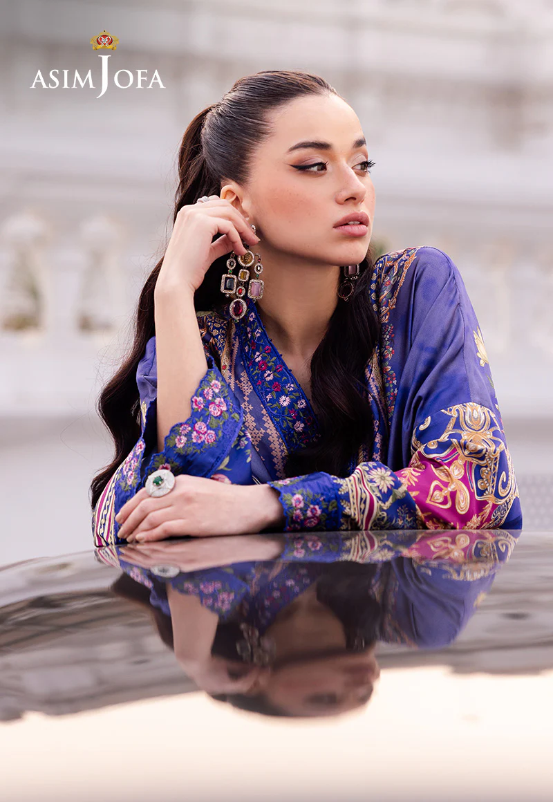 AJRS-06 DIGITALLY PRINTED EMBROIDERED BLENDED SILK 1 PC - Image 9