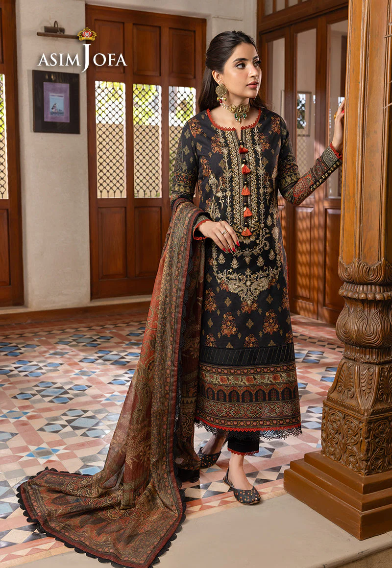 AJRW-17 DESIGNERS STITCHED EMBROIDERED SLUB 3 PCS - Image 3