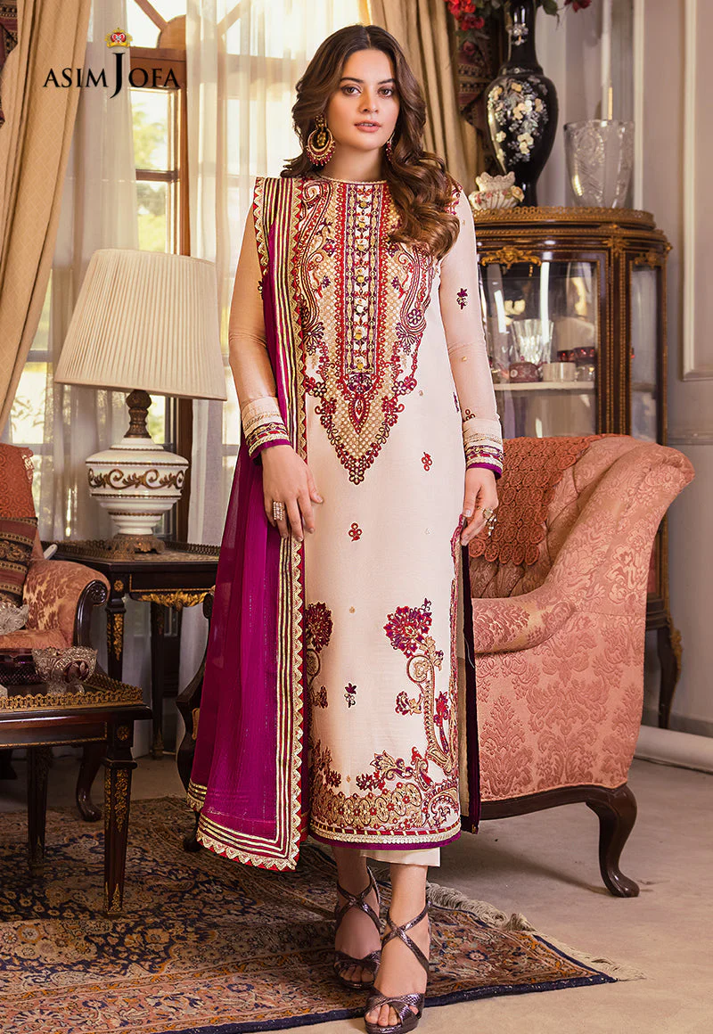 AJSM-20 EMBROIDERED COTTON NET ORGANZA 3 PCS - Image 3