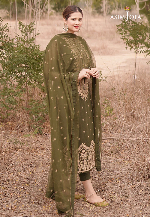 AJSM-43 EMBROIDERED CHIFFON GEORGETTE 3 PCS - Image 11