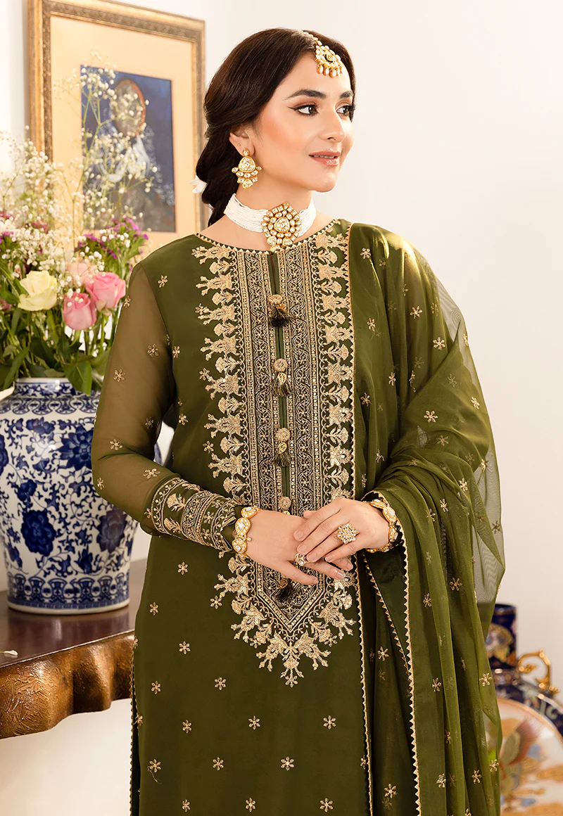 AJSM-43 EMBROIDERED CHIFFON GEORGETTE 3 PCS - Image 3