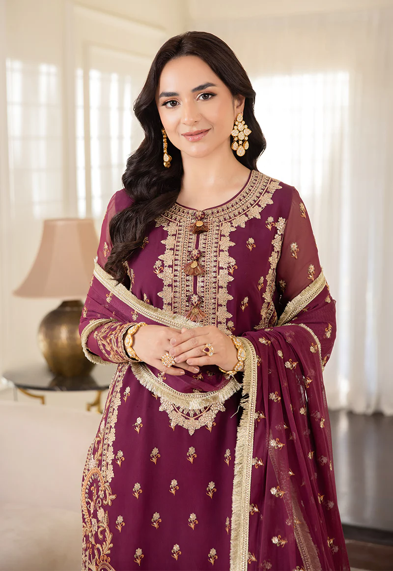 AJSM-47 EMBROIDERED CHIFFON GEORGETTE 3 PCS - Image 4