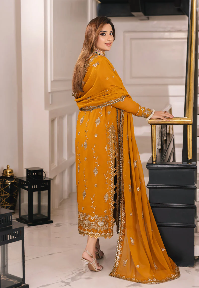 AJSMD-27 EMBROIDERED CHIFFON STITCHED 3 PCS - Image 2