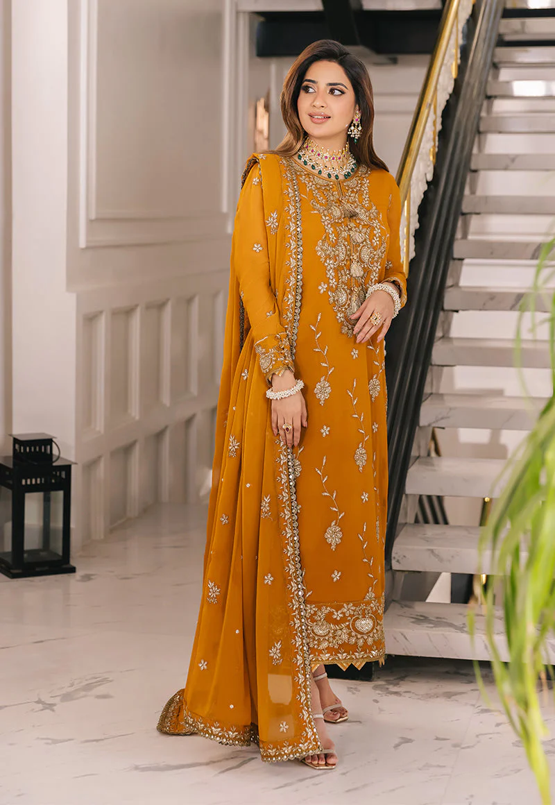 AJSMD-27 EMBROIDERED CHIFFON STITCHED 3 PCS - Image 4