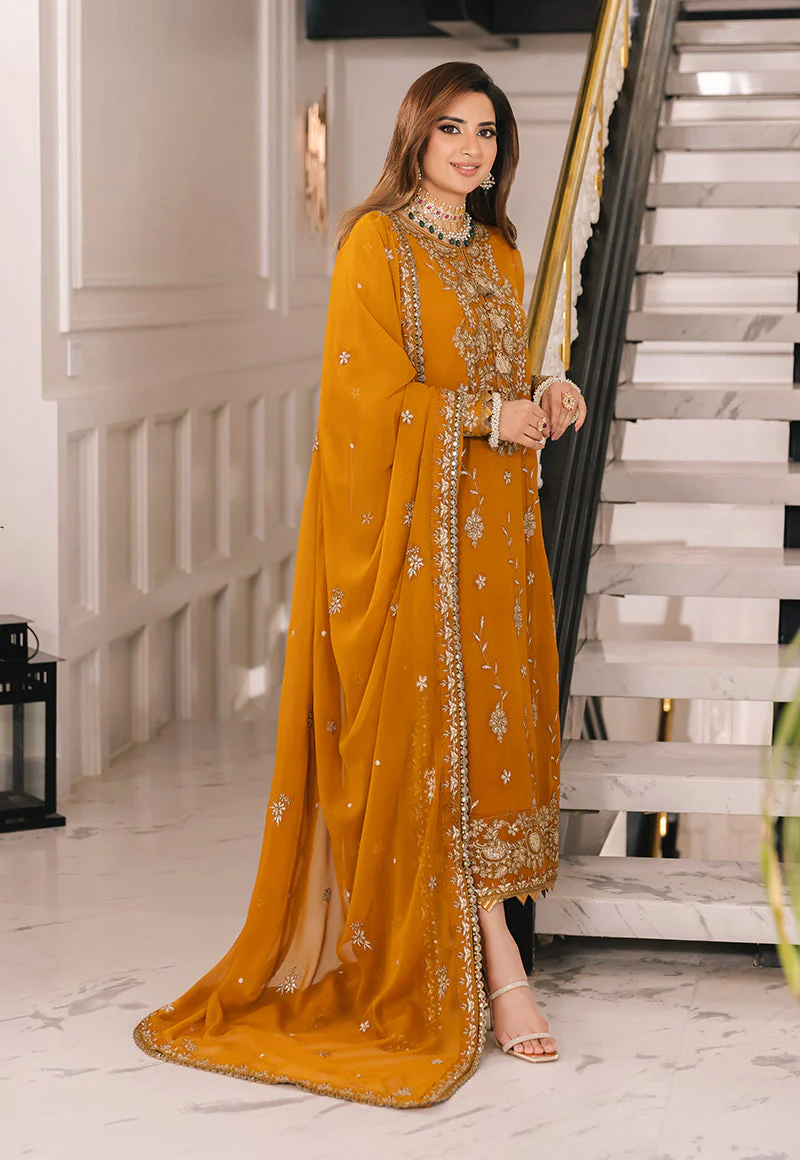 AJSMD-27 EMBROIDERED CHIFFON STITCHED 3 PCS - Image 5