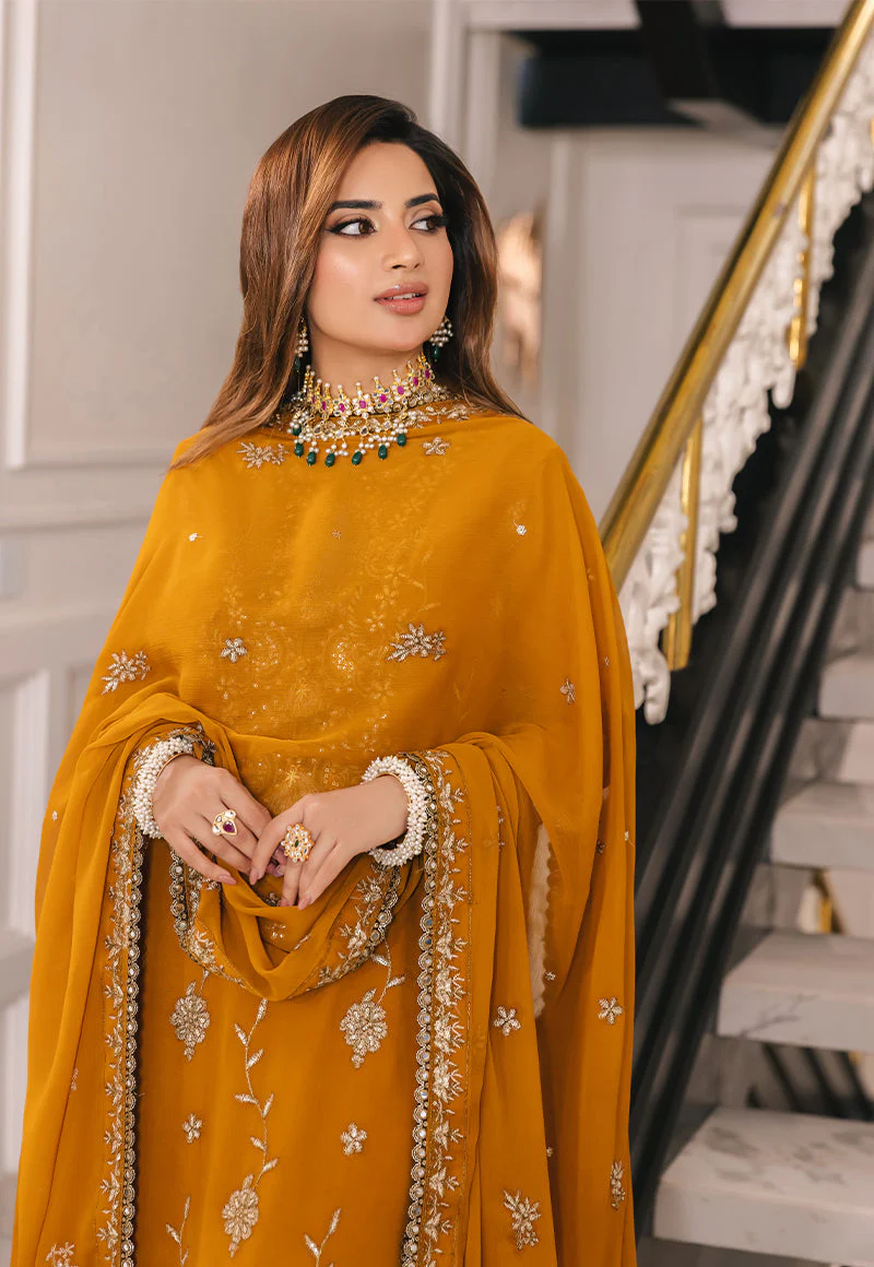 AJSMD-27 EMBROIDERED CHIFFON STITCHED 3 PCS - Image 7