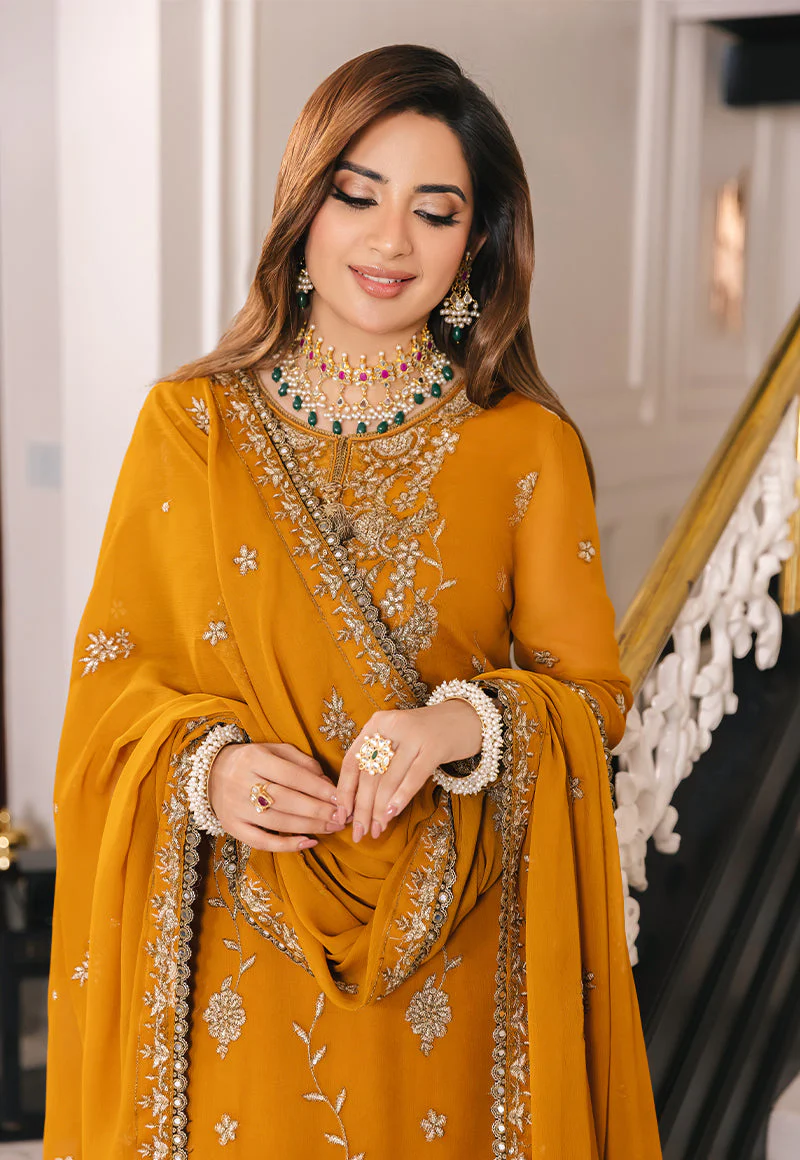AJSMD-27 EMBROIDERED CHIFFON STITCHED 3 PCS - Image 9