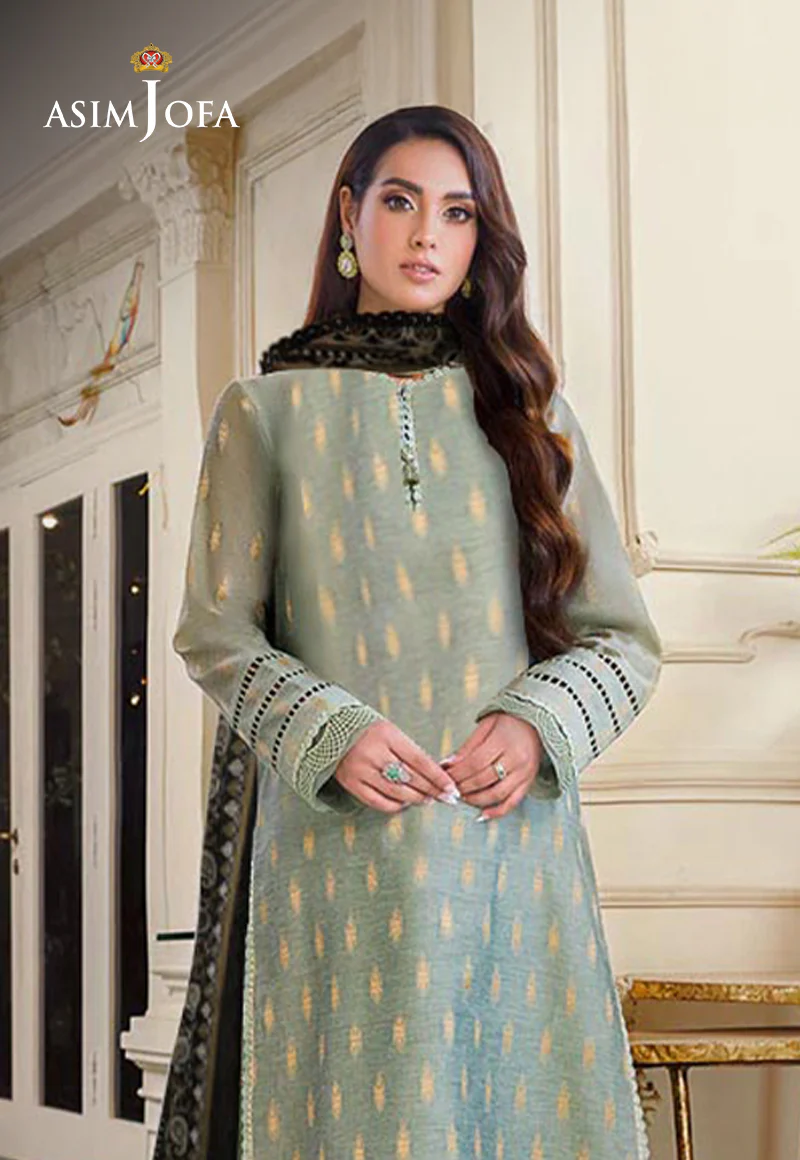 Ajso-162 Unstitched 3 Pcs Shirt Dupatta Trouser - Image 2