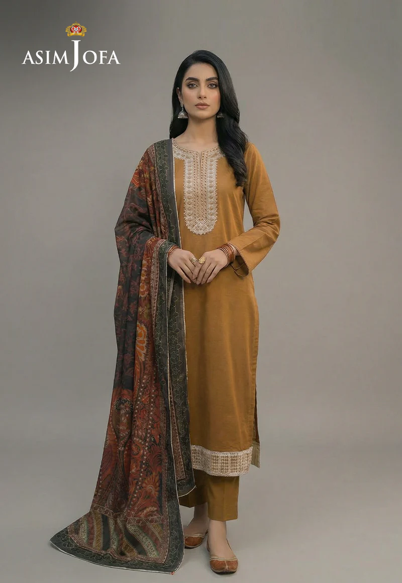 Ajso-164 Unstitched 3 Pcs Shirt Dupatta Trouser