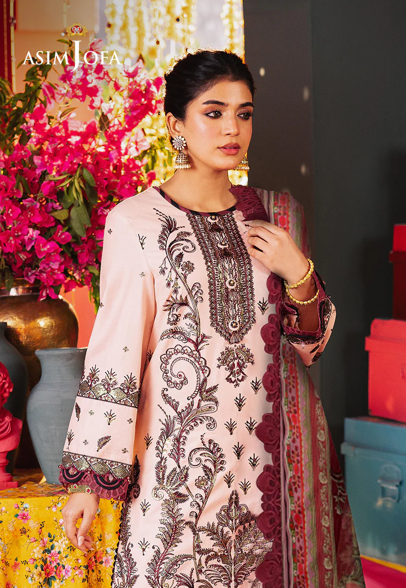 Ajso-170 Unstitched 3 Pcs Shirt Dupatta Trouser - Image 2