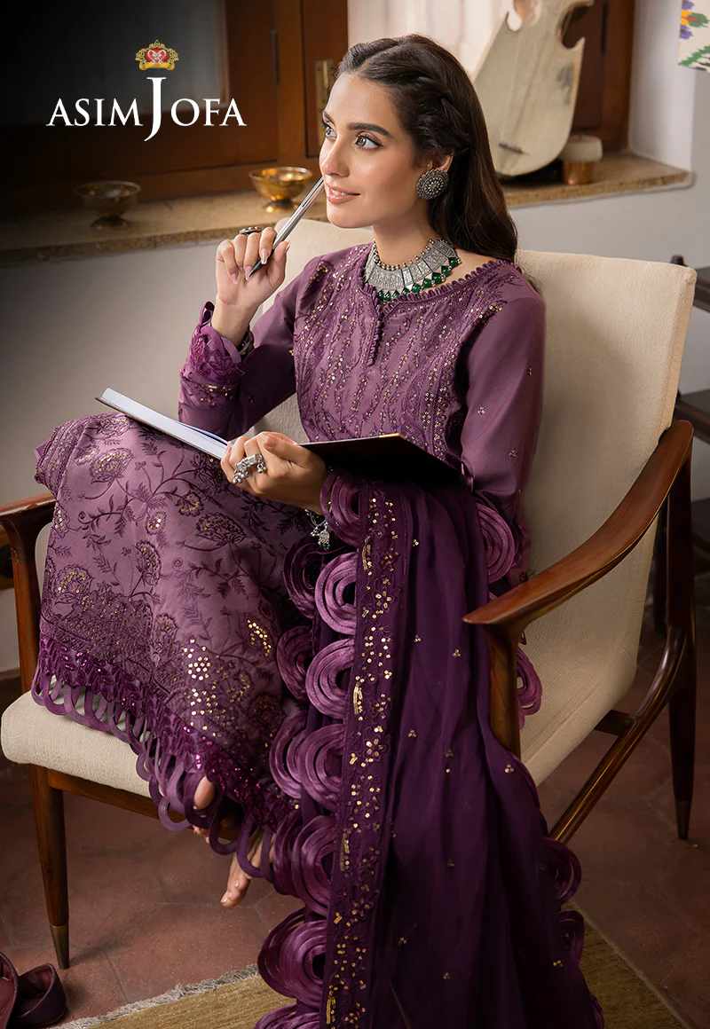 AJSW-06 EMBROIDERED LAWN SILK 3 PCS - Image 8