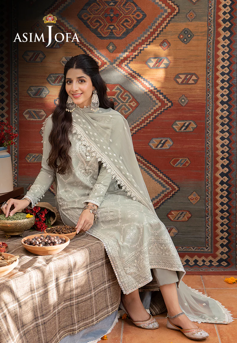 AJSW-20 EMBROIDERED LAWN SILK 3 PCS - Image 8