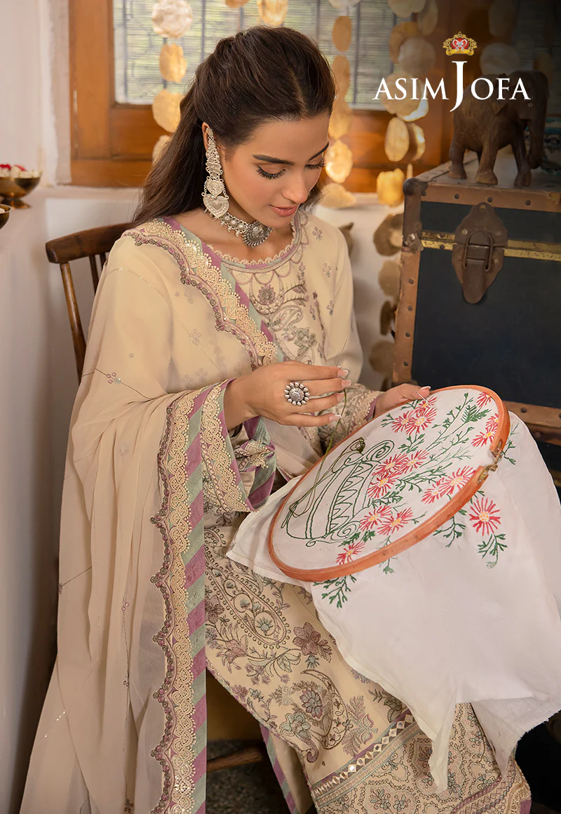 AJSW-26 EMBROIDERED LAWN SILK 3 PCS - Image 5
