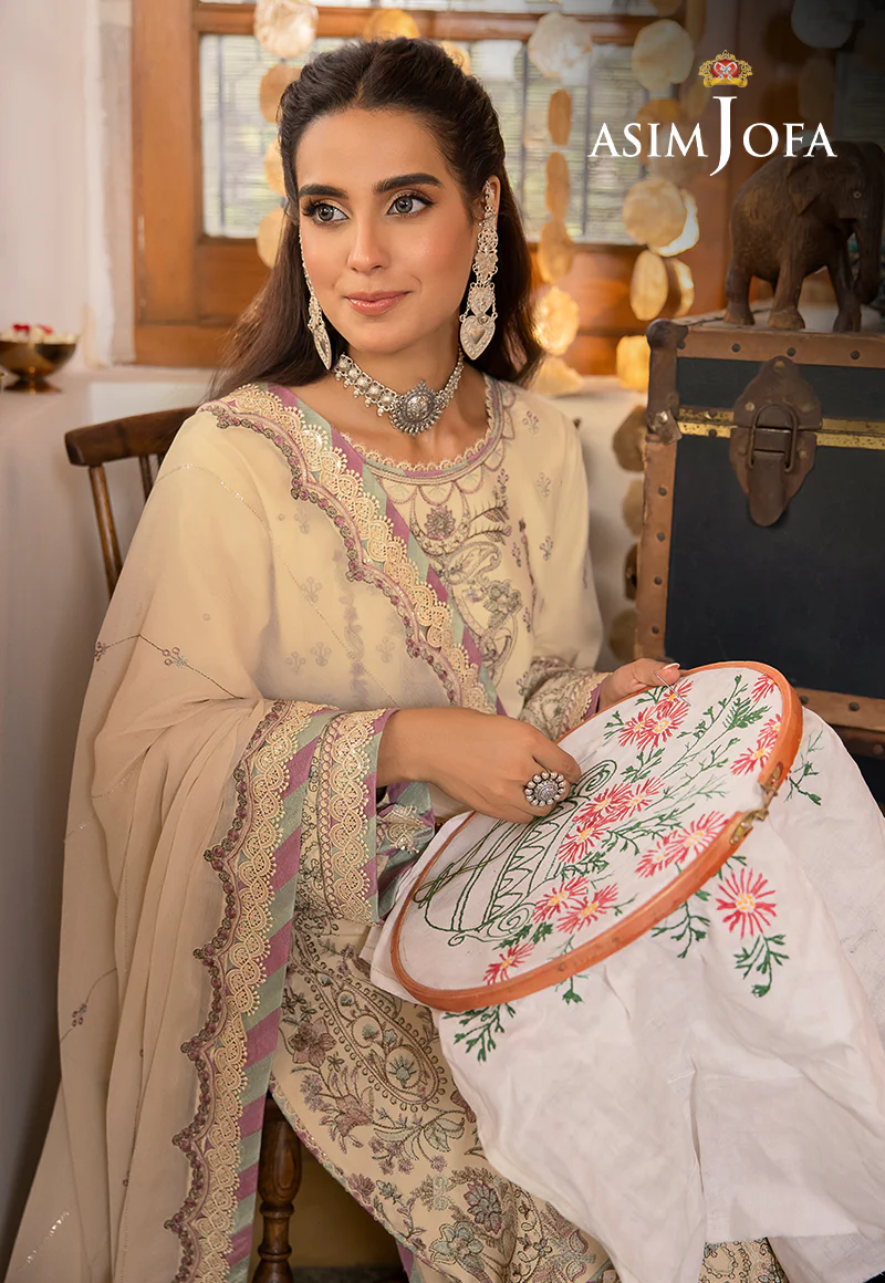 AJSW-26 EMBROIDERED LAWN SILK 3 PCS - Image 6