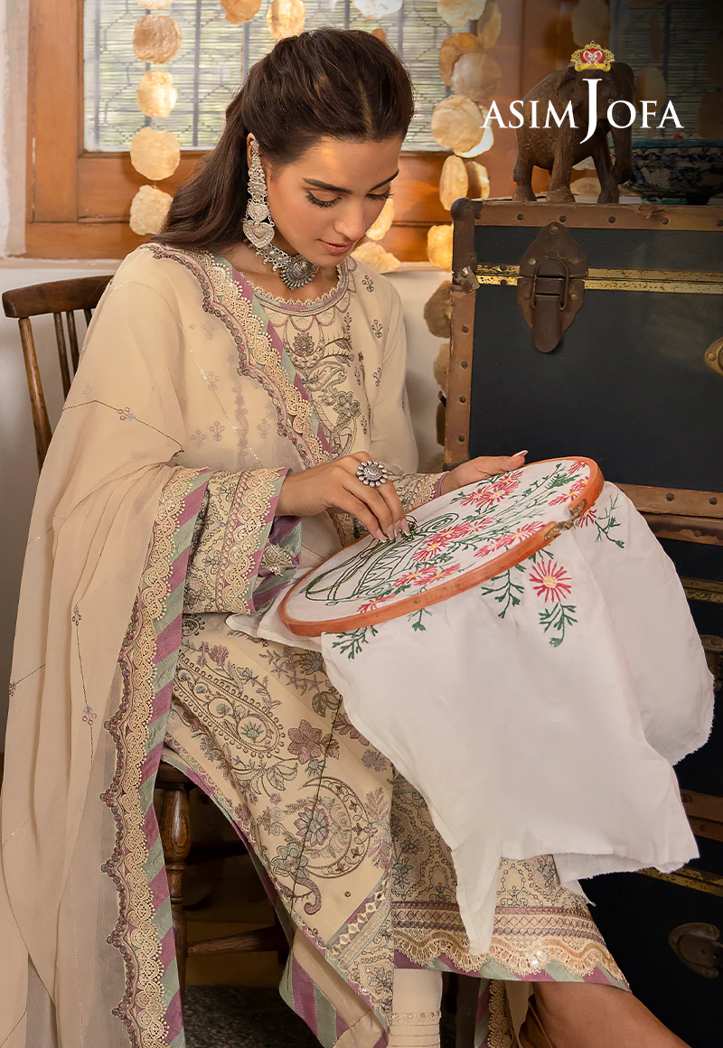 AJSW-26 EMBROIDERED LAWN SILK 3 PCS - Image 9