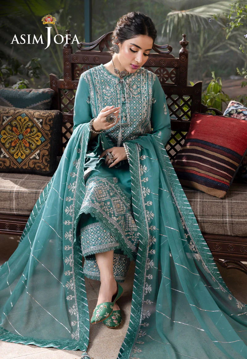AJSWD-28 EMBROIDERED LAWN SILK 3 PCS - Image 6