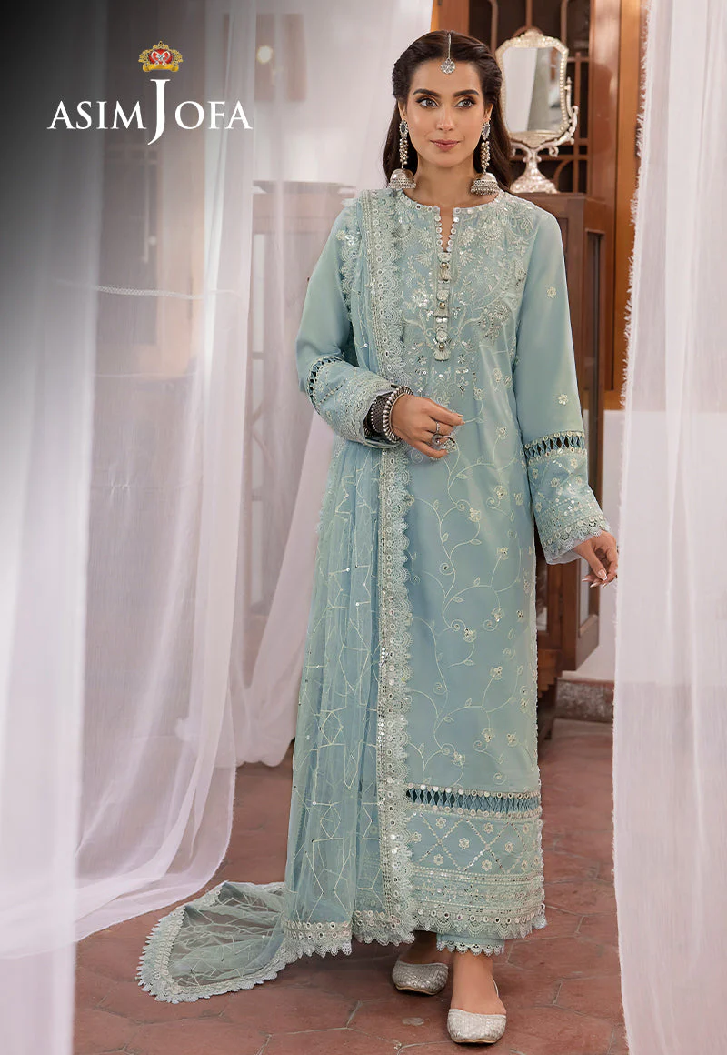 AJSWP-12 STITCHED EMBROIDERED LAWN SILK 3 PCS - Image 2