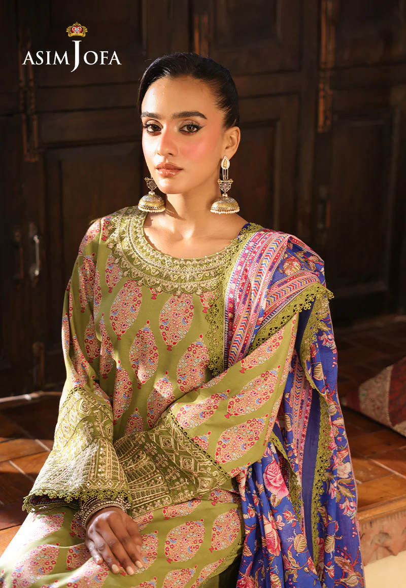 AJUBFD-25 PRINTED EMBROIDERED LAWN Stitched 3 PCS - Image 4