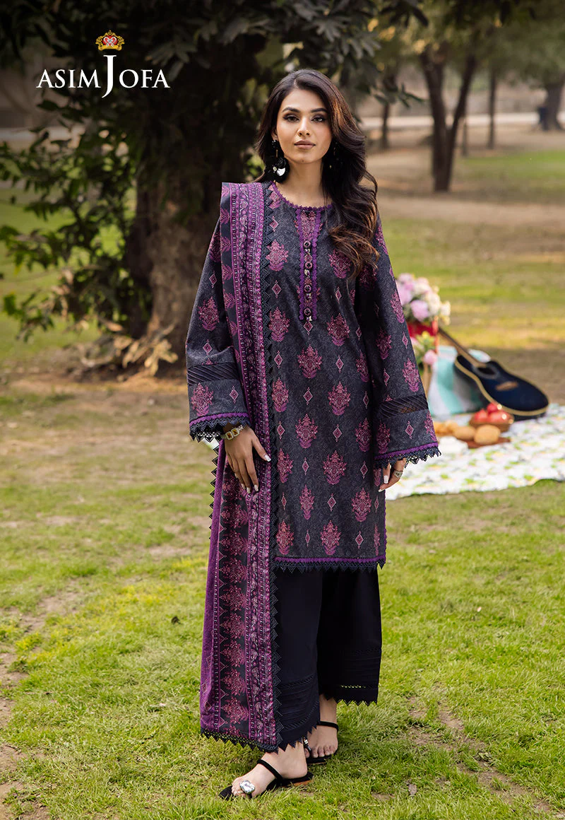 AJUBJD-24 Printed LAWN Stitched 3 PC