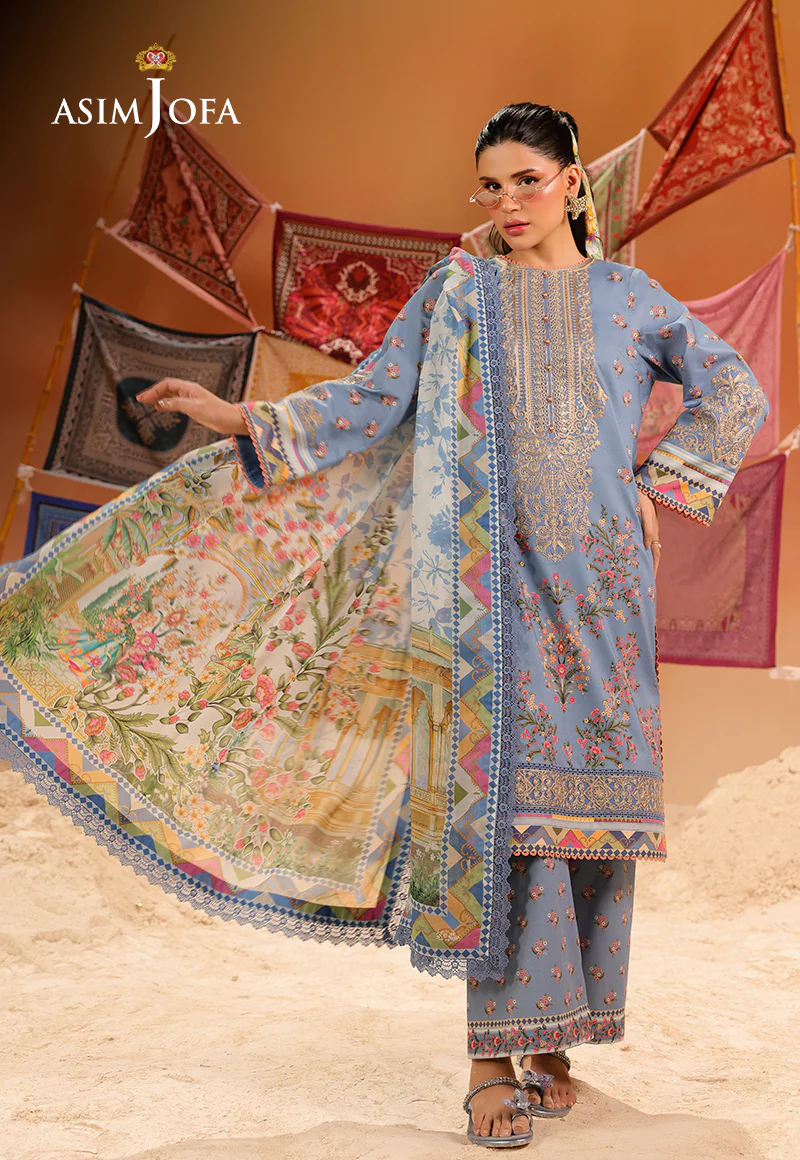 AJUBU-11 Printed Embroidered Lawn 3 Pcs - Image 7