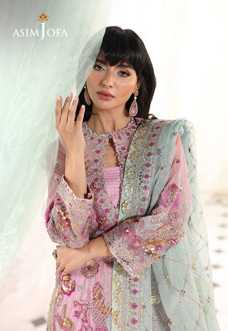 AJUEV-11 EMBROIDERED AYUDIA ZARI NET UNSTITCHED 3 PCS - Image 4