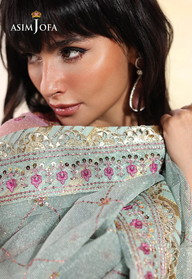 AJUEV-11 EMBROIDERED AYUDIA ZARI NET UNSTITCHED 3 PCS - Image 6